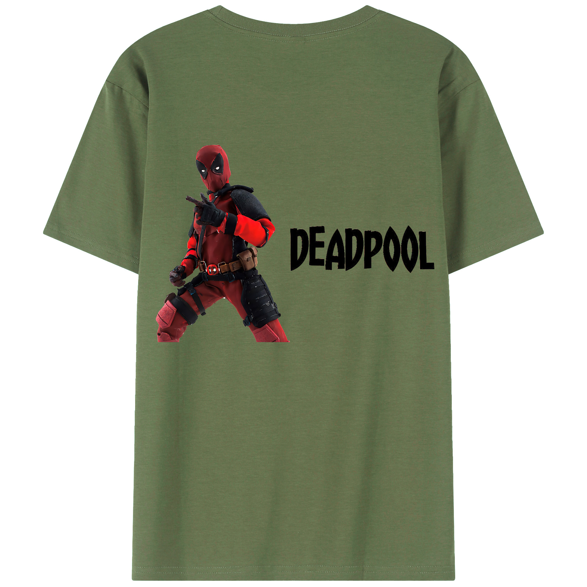 （画像用） Deadpool デッドプール 綿100％ メンズ半袖Tシャツ（バックプリント） 通気性